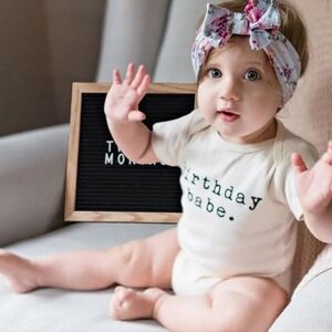 Birthday Babe Baby Onesie Neutral Boho First Birthday Outfit Cotton Bodysuit
